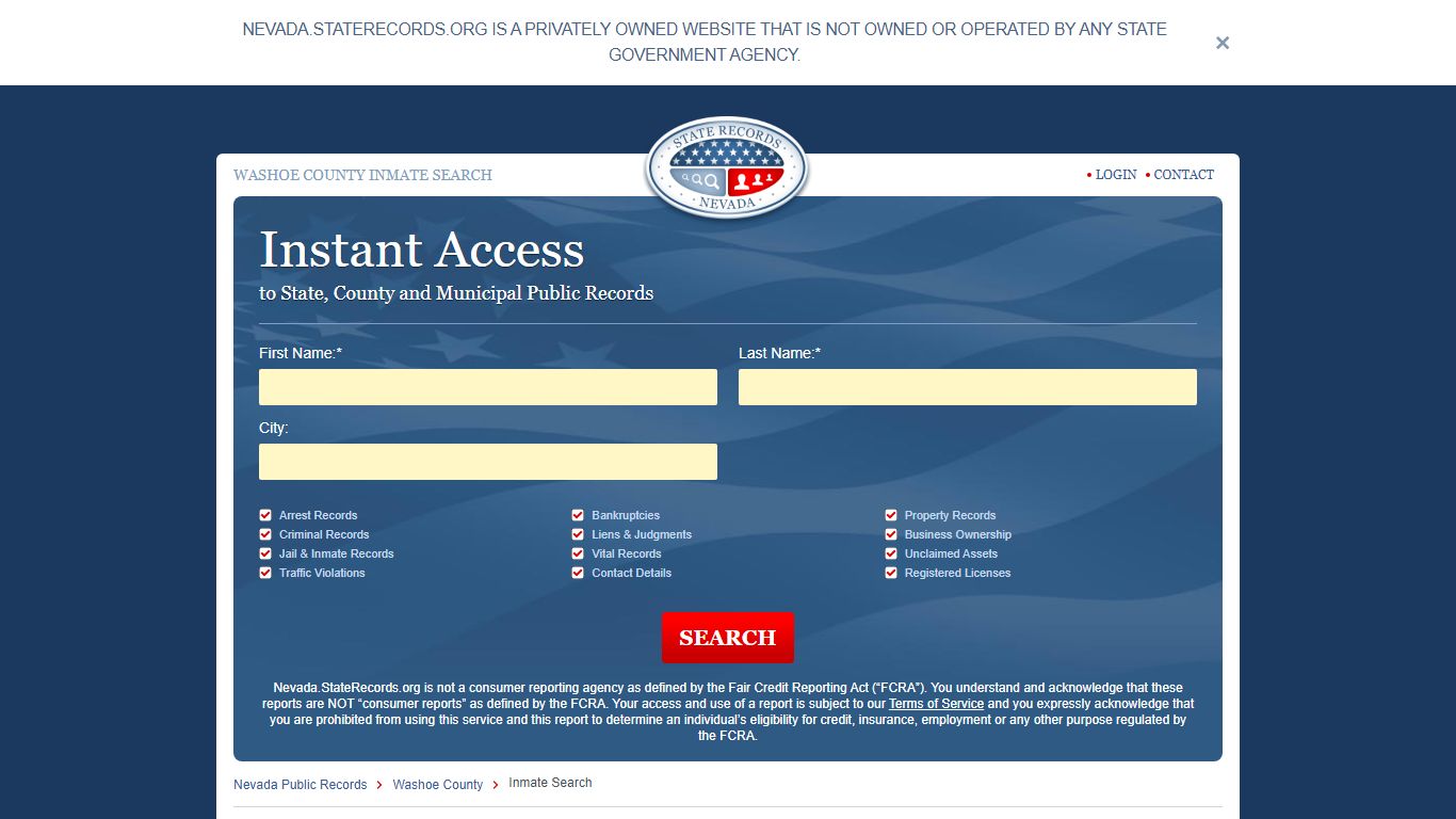 Washoe County, Nevada Inmate Search | StateRecords.org