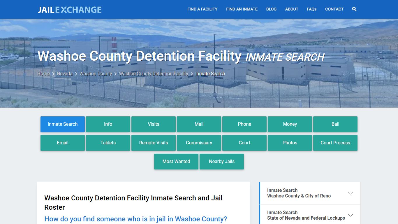 Washoe County Detention Facility Inmate Search - Jail Exchange